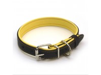 Нашийник для собак Zoo-hunt шкіряний подвійний ОД Soft коричневий + жовтий 1,4/23-28 см