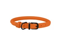Нашийник для Собак Круглий Шкіряний BronzeDog Premium з Металевою Фурнітурою Помаранчовий  2XS(00314/Т) 