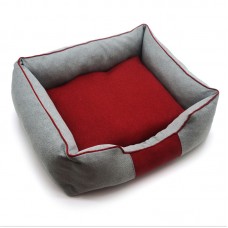 Лежак для собак та котів Zoo-hunt Геросс прямокутний сірий+червоний №1 40х50х16 см