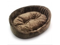 Лежак для котів і собак Zoo-hunt овальний Малібу коричневий №1 320х430х125 мм