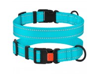 Нашийник для Собак BronzeDog Active Нейлоновий зі Світловідбиттям та Пластиковою Пряжкою Блакитний  S(50/1222/Т) 
