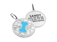 Емальований Адресник для Собак BronzeDog Кісточка на Фоні Об'ємної Павутинки Блакитний  S(92212) 