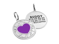 Емальований Адресник для Собак BronzeDog Серце на Фоні Об'ємної Павутинки Фіолетовий  L(92229) 