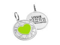 Емальований Адресник для Собак BronzeDog Серце на Фоні Об'ємної Павутинки Салатовий  L(92225) 