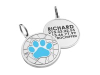 Емальований Адресник для Собак BronzeDog Лапка на Фоні Об'ємної Павутинки Блакитний  S(92232) 