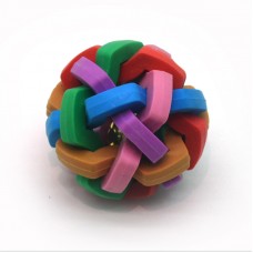 Іграшка для собак і котів м'ячик плетений з дзвоником кольоровий 5 см 