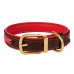 Нашийник для Собак Шкіряний BronzeDog Premium з Литою Латунною Фурнітурою та Адресником Коричнево-Червоний  M(61063/Т) 