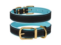 Нашийник для Собак Шкіряний BronzeDog Premium з Літою Латунною Фурнітурою та Адресником Чорно-Блакитний L(61032/Т) Нашийник для Собак Шкіряний BronzeDog Premium з Літою Латунною Фурнітурою та Адресником Чорно-Блакитний L(61032/Т)