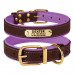 Нашийник для Собак Шкіряний BronzeDog Premium з Литою Латунною Фурнітурою та Адресником Коричнево-Фіолетовий  L(62079/Т) 