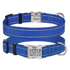 Нашийник для Собак BronzeDog Active Нейлоновий зі Світловідбиттям та Металевою Пряжкою Синій  XL(38/1302/Т) 