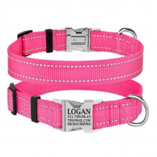 Нашийник для Собак BronzeDog Active Нейлоновий зі Світловідбиттям та Металевою Пряжкою Рожевий  S(32/1306/Т) 