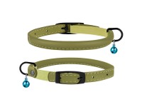 Нашийник для Котів Круглий Шкіряний BronzeDog Premium з Дзвіночком Оливковий  2XS(00305/Т) 