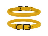 Нашийник для Собак Круглий Шкіряний BronzeDog Premium з Металевою Фурнітурою Гірчичний  2XS(00318/Т) 