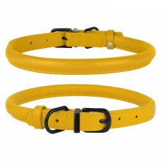 Нашийник для Собак Круглий Шкіряний BronzeDog Premium з Металевою Фурнітурою Гірчичний  XS(00328/Т) 