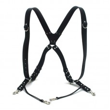 Розвантаження портупея Zoo-hunt для фотографа шкіряна для двох камер регульована чорна Розвантаження портупея Zoo-hunt для фотографа шкіряна для двох камер регульована чорна