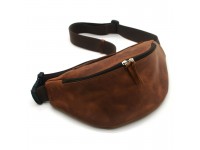 Сумка бананка чоловіча шкіряна Крейзі Zoo-hunt коньяк 10511 