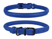 Нашийник для Собак Круглий Шкіряний BronzeDog Premium з Металевою Фурнітурою Синій  M(003422/Т) 