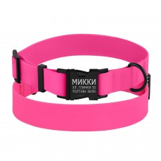 Нашийник для Собак BronzeDog Surf Водовідштовхуючий із Захисним Полімерним Покриттям та Металевою Пряжкою Рожевий  XL(66/6137/Т) 