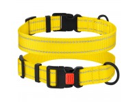 Нашийник для Собак BronzeDog Active Нейлоновий зі Світловідбиттям та Пластиковою Пряжкою Жовтий  XL(53/1228/Т) 