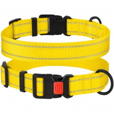 Нашийник для Собак BronzeDog Active Нейлоновий зі Світловідбиттям та Пластиковою Пряжкою Жовтий  XL(53/1228/Т) 